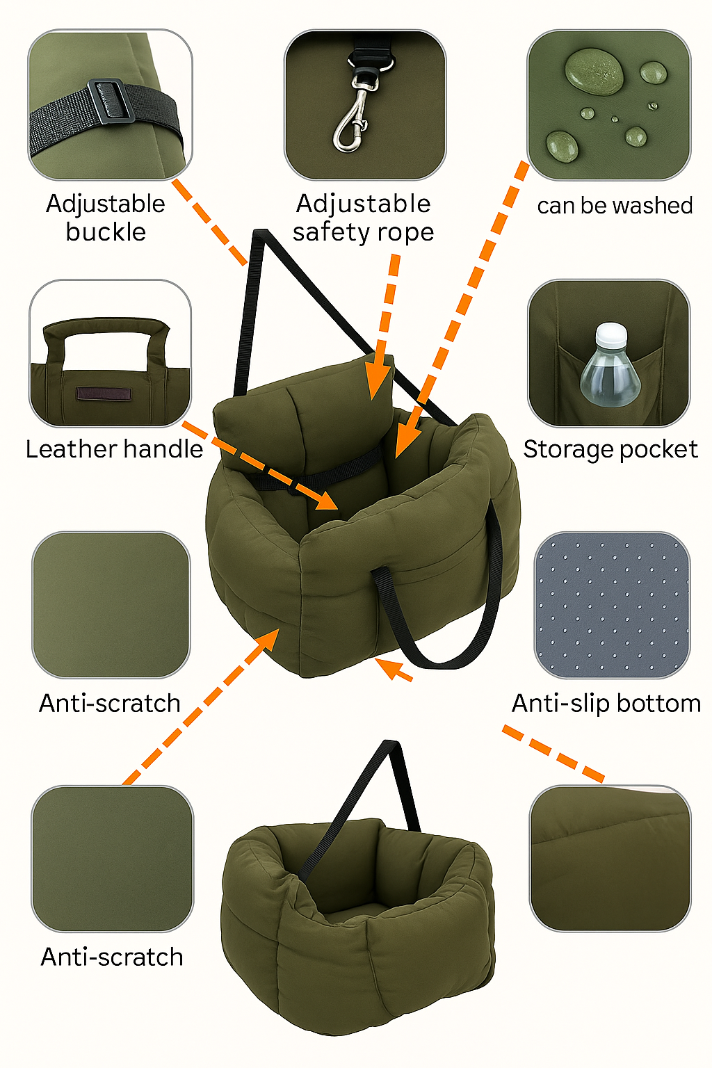 Fur Rover Pets Car Seat Bed